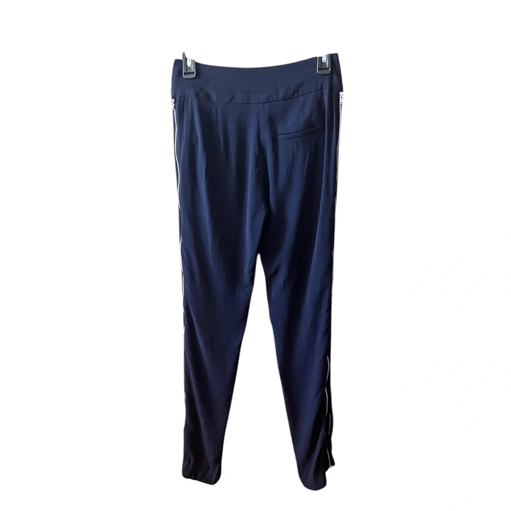 A.L.C. Side Zip Trousers Blue/Blk Trim SZ 2 High Rise Pockets Casual Evening - Picture 7 of 16